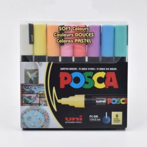 Posca Set de marqueurs de peinture Acrylique PC-5M – 8 couleurs Pastel