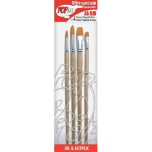 Pochette de 4 Pinceaux Rond Polyamide Doré