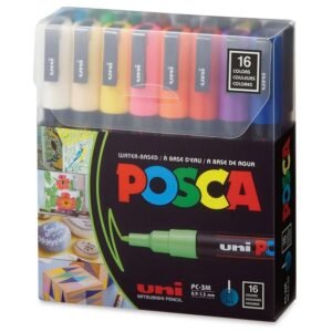 POSCA ACRYLIC PAINT MARKER PC-3M FINE SET 16 BASIC COLORS